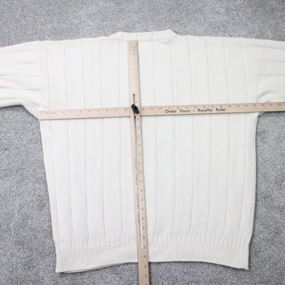 Vintage Gant Sweater Mens XL White Hand Framed 100% Cotton Cable Knit Crest 90s - Picture 9 of 11